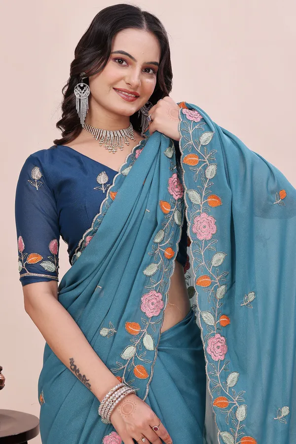 RUHU_CREATION_Embroidered_Bollywood_Chiffon_Saree_(Blue)