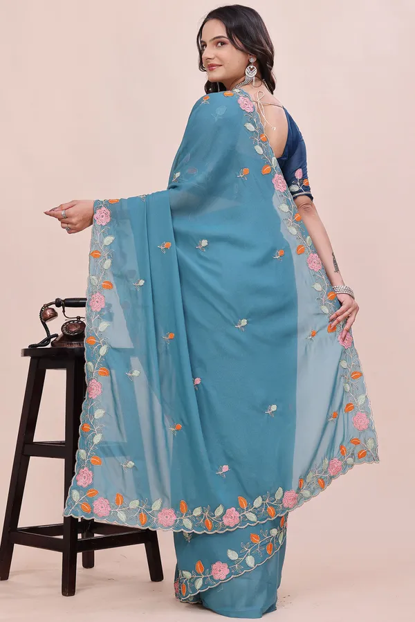 RUHU_CREATION_Embroidered_Bollywood_Chiffon_Saree_(Blue)