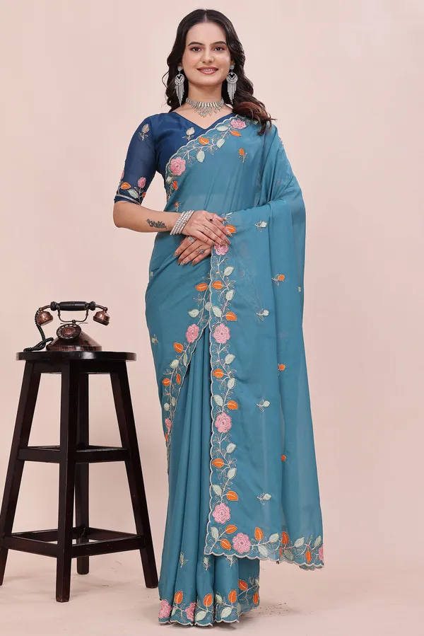 RUHU_CREATION_Embroidered_Bollywood_Chiffon_Saree_(Blue)