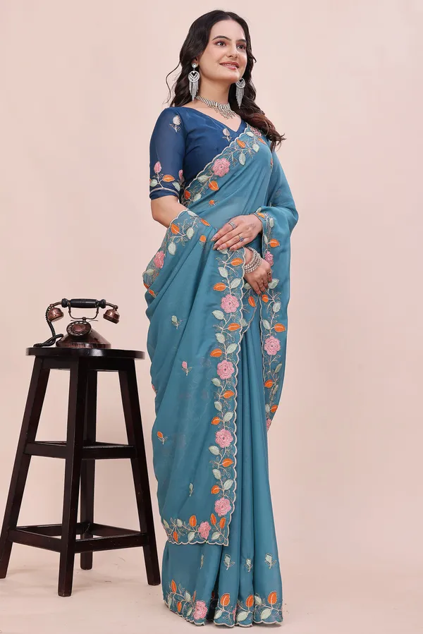RUHU_CREATION_Embroidered_Bollywood_Chiffon_Saree_(Blue)
