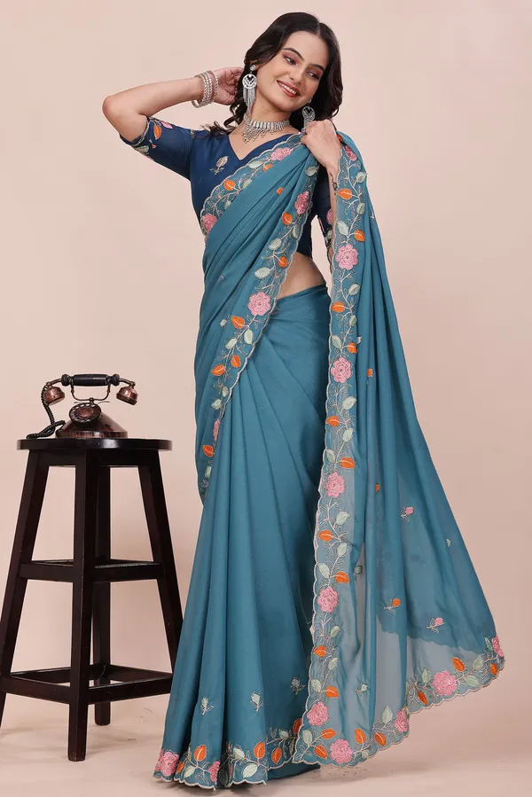RUHU_CREATION_Embroidered_Bollywood_Chiffon_Saree_(Blue)