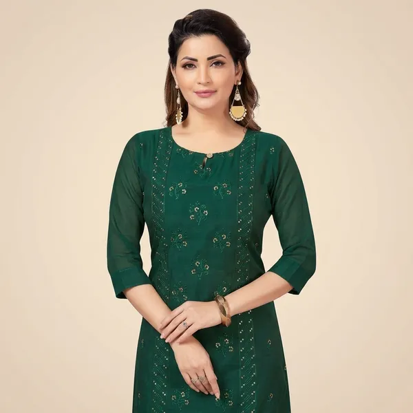 Green_Cotton_Embellished_Straight_Kurta_For_Women
