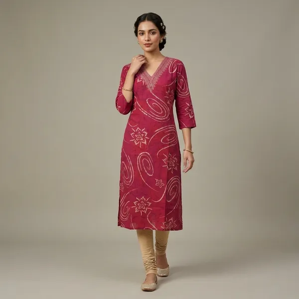 Maroon_Cotton_Printed_Straight_Kurta_For_Women