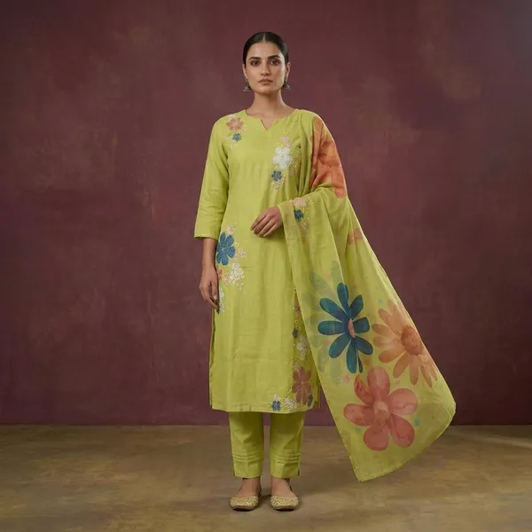 Yellow_Mal_Chanderi_Floral_Embroidered_Kurta_Set_For_Women