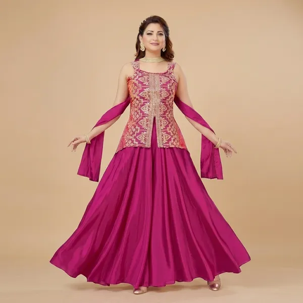 Rani_Chinon_Silk_Sleeveless_Straight_Kurta_Palazzo_Dupatta_Set_For_Women