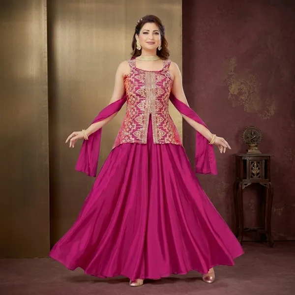 Rani_Chinon_Silk_Sleeveless_Straight_Kurta_Palazzo_Dupatta_Set_For_Women