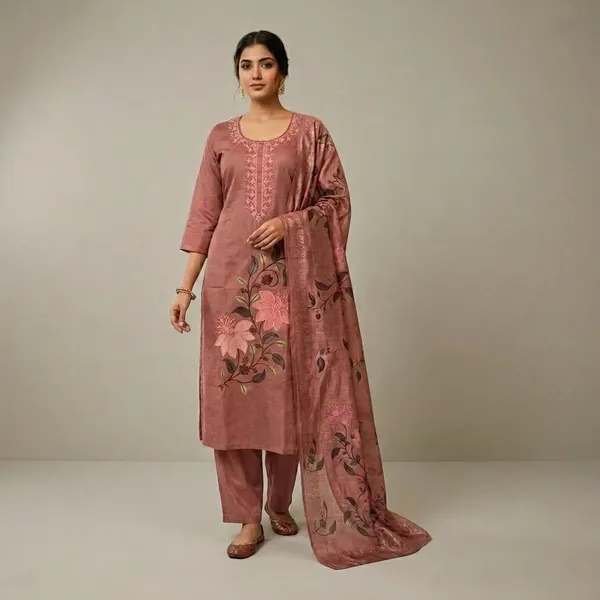 Peach_Vatican_Silk_Straight_Fit_Floral_Kurta_Pant_Dupatta_Set_For_Women