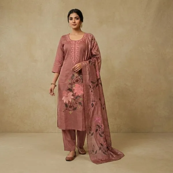 Peach_Vatican_Silk_Straight_Fit_Floral_Kurta_Pant_Dupatta_Set_For_Women