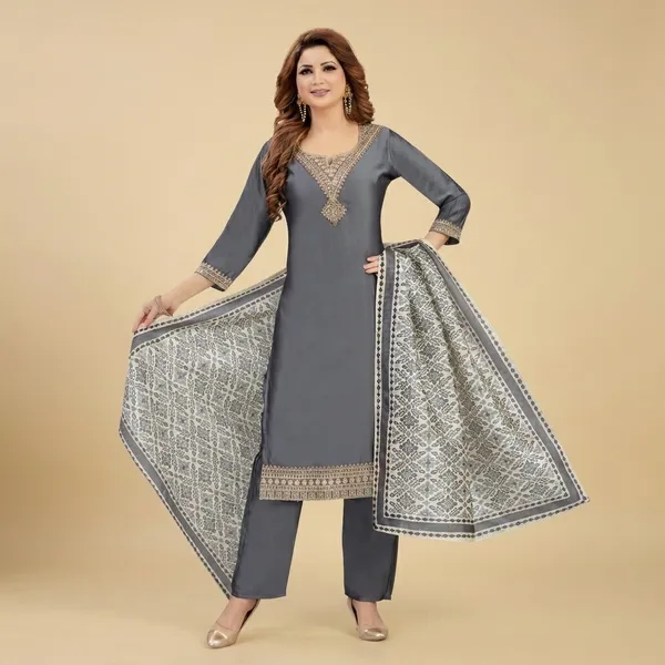 Grey_Rangeela_Silk_Embroidered_Straight_Kurta_Set_For_Women