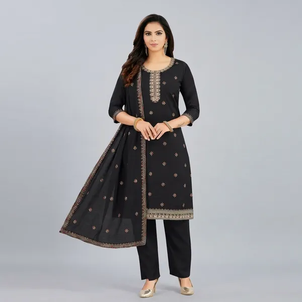 Black_Roman_Silk_Embroidered_Straight_Kurta_Set_For_Women