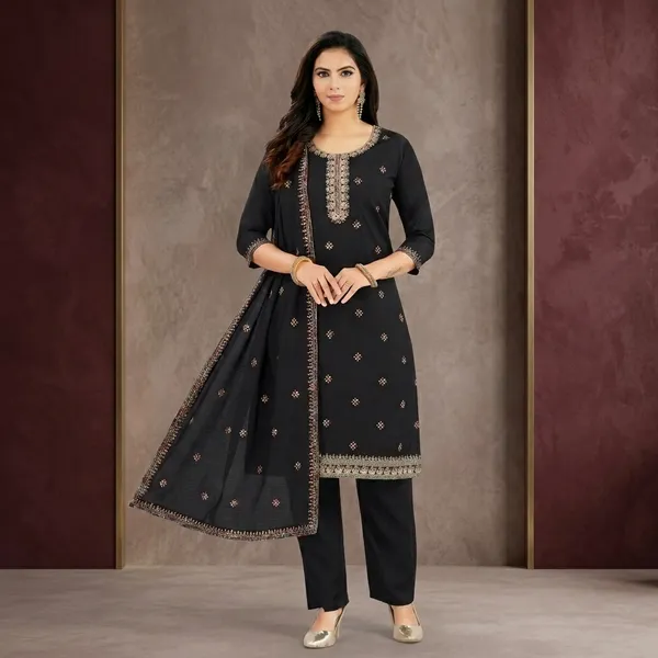 Black_Roman_Silk_Embroidered_Straight_Kurta_Set_For_Women