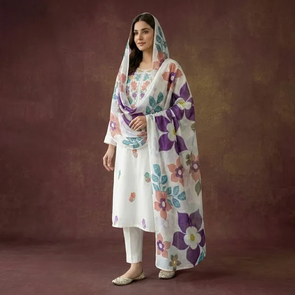 White_Mal_Chanderi_Floral_Embroidered_Kurta_Set_For_Women