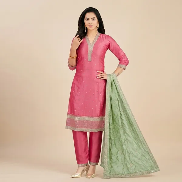 Pink_Vichitra_Silk_Embroidered_Kurta_Set_For_Women