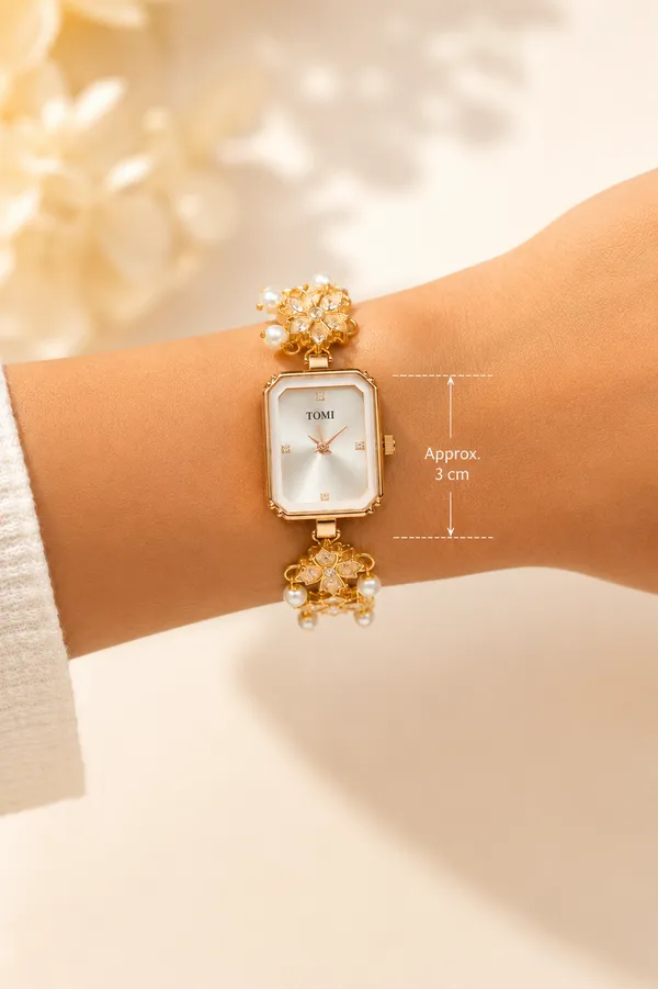 Gold_White_Pearl_Kundan_Bracelet_Watch_For_Women