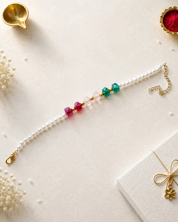White_Pearl_Bracelet_With_Multicolor_Crystal_Accents_(Pack_Of_4)