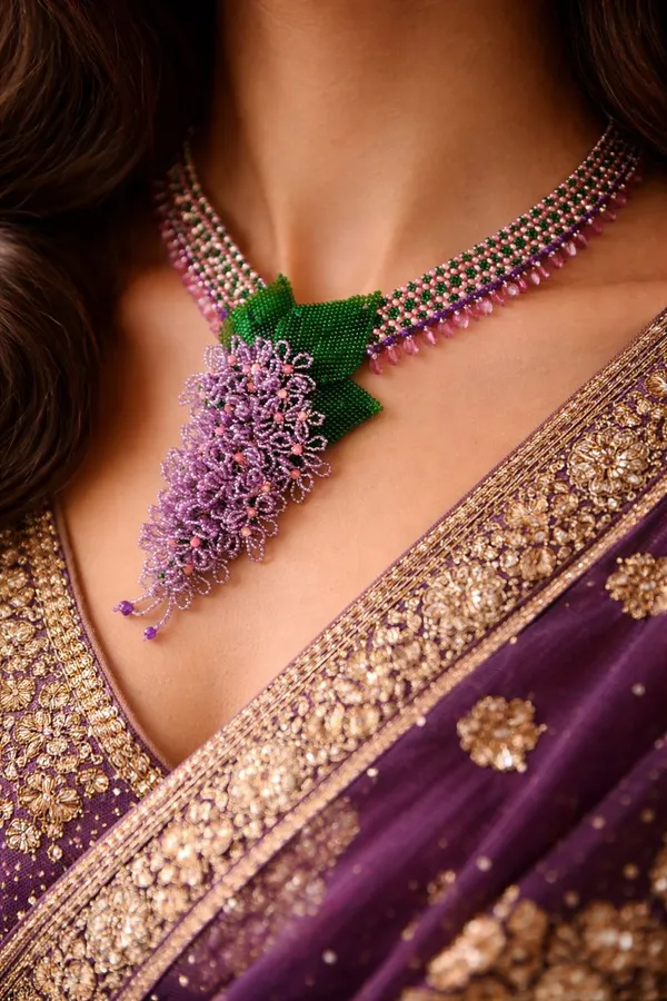 Purple_Beaded_Floral_Fringe_Statement_Necklace_For_Women