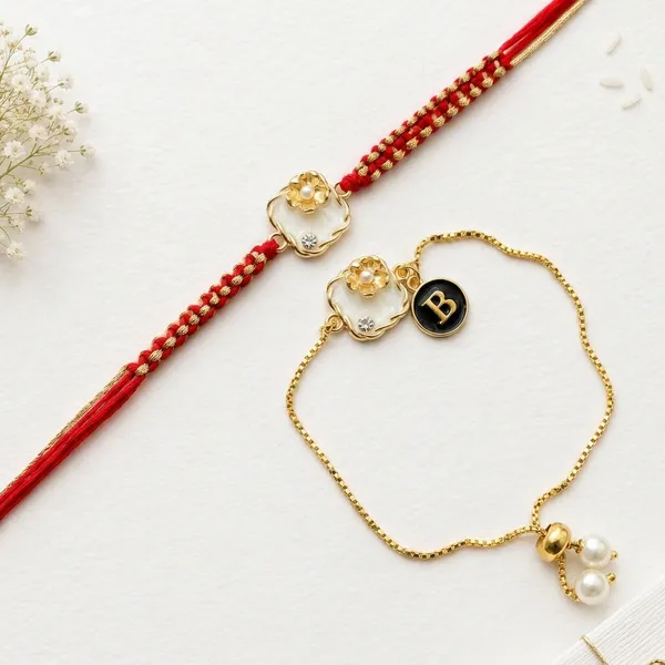 Gold_Pearl_Flower_Charm_Bracelet_Set_For_Women_(Pack_Of_2)