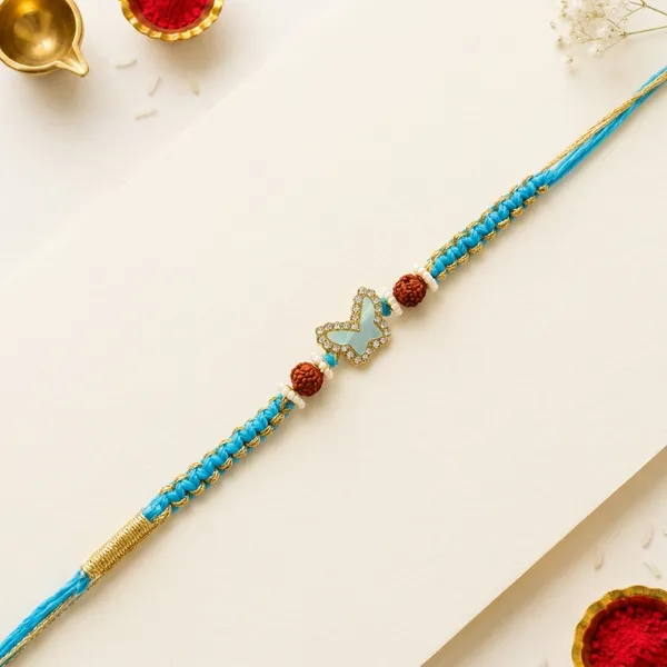 Blue_Beaded_Rakhi_With_Golden_Butterfly_Charm_(Pack_Of_5)