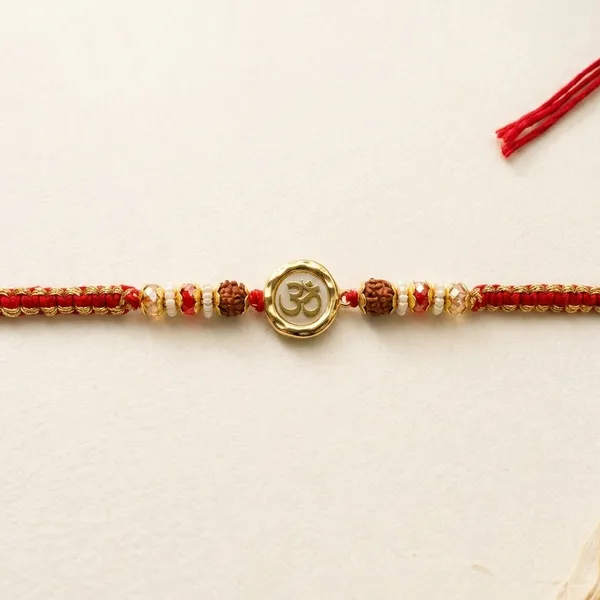 Gold_Om_Symbol_Rudraksha_Rakhi_For_Brother_(Pack_Of_5)
