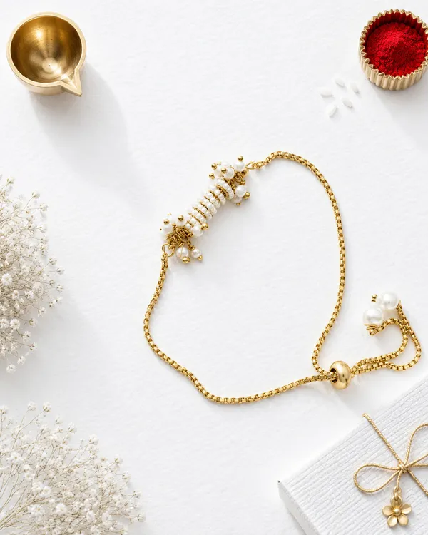 Gold_Plated_White_Bead_Adjustable_Bracelet_For_Women_(Pack_Of_4)
