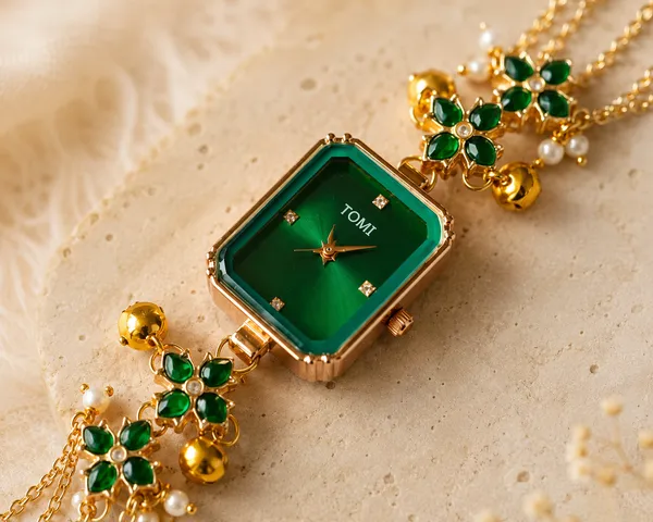 Green_Gold_Tone_Chain_Floral_Kundan_Bracelet_Watch_For_Women