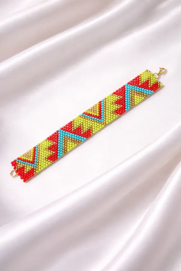 Multicolor_Beaded_Geometric_Triangle_Necklace_Earrings_Bracelet_Set_For_Women