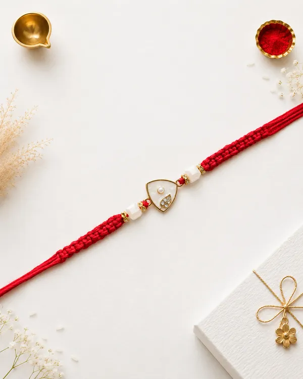 Gold_Triangle_Charm_Red_Braided_Rakhi_For_Brother_(Pack_Of_5)