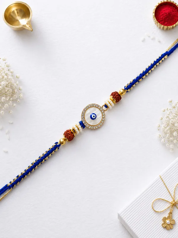 Evil_Eye_Rakhi_With_Rudraksha_And_Golden_Beads_(Pack_Of_5)
