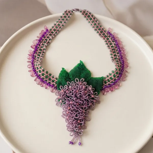 Purple_Beaded_Floral_Fringe_Statement_Necklace_For_Women