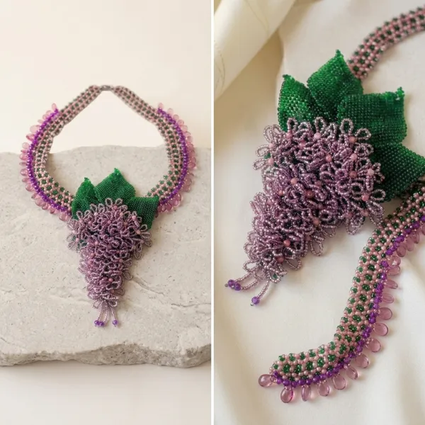 Purple_Beaded_Floral_Fringe_Statement_Necklace_For_Women