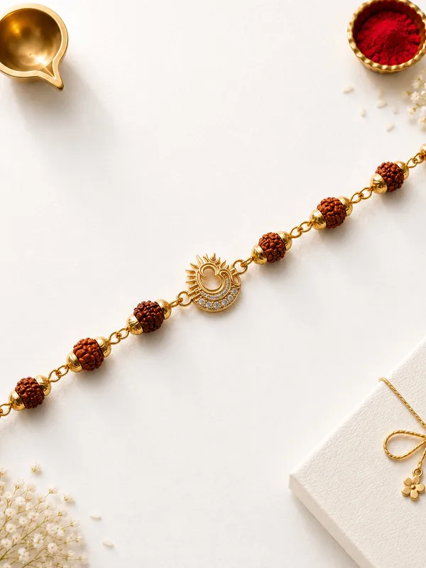 Gold_Rudraksha_Beaded_Bracelet_With_Crescent_Moon_Charm_(Pack_Of_3)
