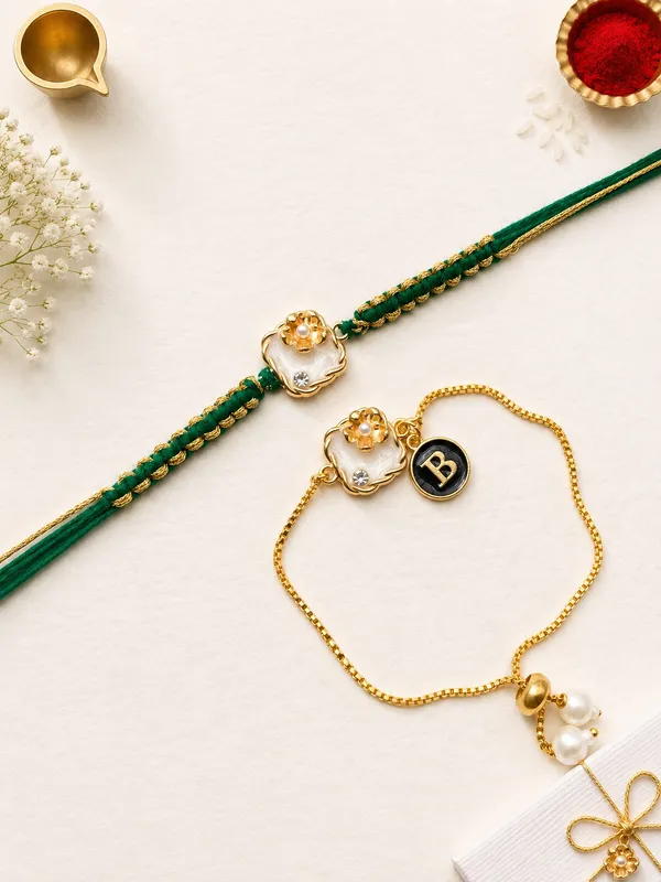 Golden_Floral_Pearl_Charm_Bracelet_Set_For_Women_(Pack_Of_2)