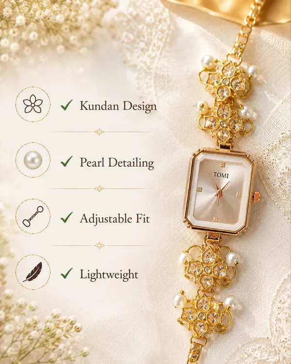 Gold_White_Pearl_Kundan_Bracelet_Watch_For_Women