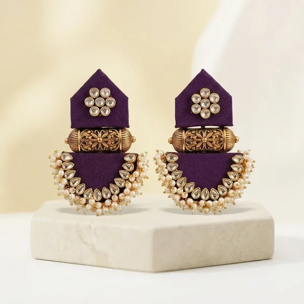 Purple_Fabric_Kundan_Pearl_Chandbali_Earrings_For_Women