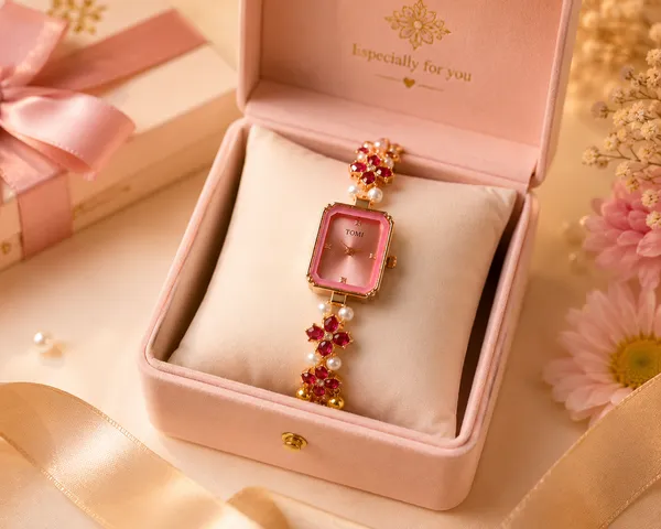 Pink_Metal_Pearl_Floral_Embellished_Bracelet_Watch_For_Women