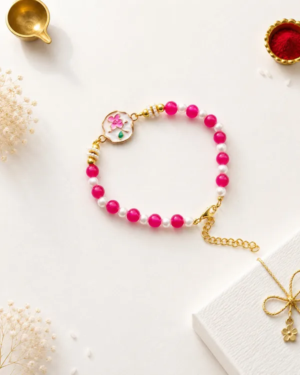 Pink_And_White_Beaded_Floral_Charm_Bracelet_(Pack_Of_3)
