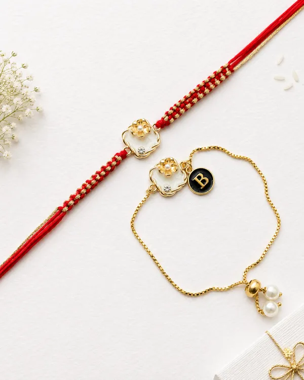 Gold_Pearl_Flower_Charm_Bracelet_Set_For_Women_(Pack_Of_2)