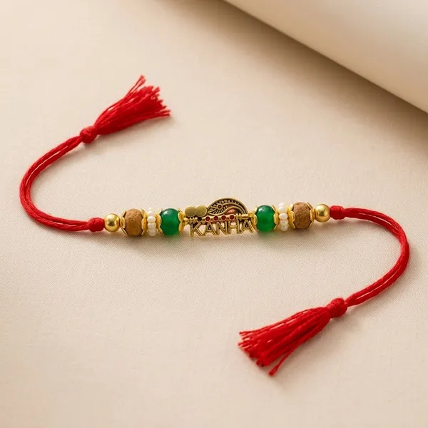 Golden_Green_Beads_Traditional_Rakhi_For_Brother_(Pack_Of_10)