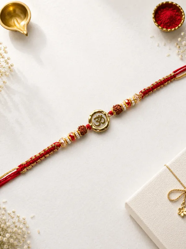 Gold_Om_Symbol_Rudraksha_Rakhi_For_Brother_(Pack_Of_5)