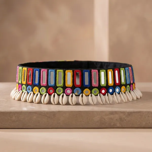 Multicolor_Fabric_Embroidered_Cowrie_Shell_Waist_Belt_For_Women