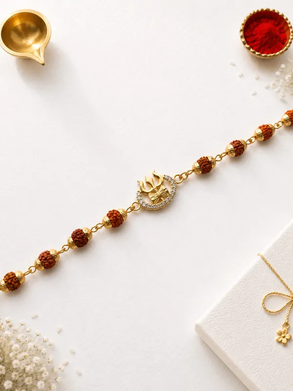 Gold-Plated_Rudraksha_Beads_Lotus_Charm_Bracelet_For_Pooja_And_Spiritual_Wear_(Pack_Of_3)