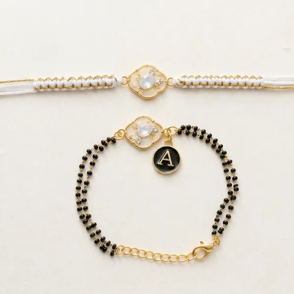 Kundan_Pearl_Beaded_Rakhi_Set_With_Letter_Charm_(Pack_Of_2)
