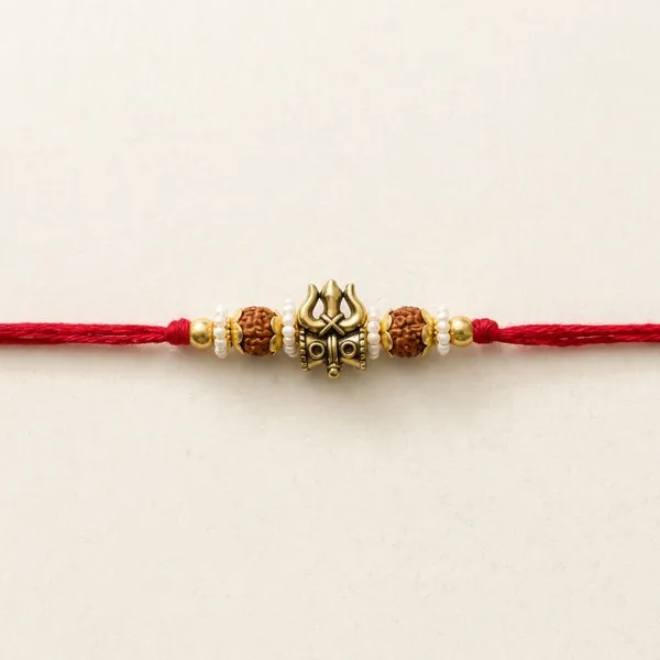 Golden_Rudraksha_Om_Rakhi_With_Red_Thread_(Pack_Of_7)