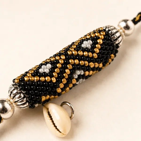 Black_Beaded_Cowrie_Shell_Panchmasi_Charm_Bracelet_For_Women