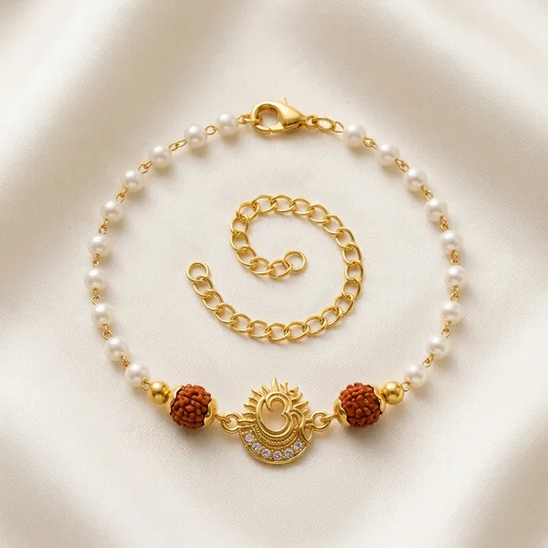 Gold_Pearl_Rudraksha_Bracelet_With_Adjustable_Chain_(Pack_Of_3)