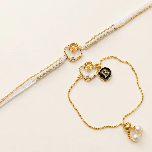 Golden_Floral_Pearl_Charm_Rakhi_Bracelet_Set_(Pack_Of_2)