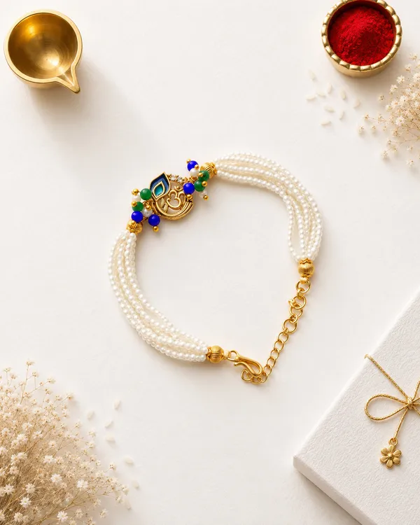 Elegant_Pearl_Peacock_Motif_Bracelet_With_Gold_Accents_(Pack_Of_4)