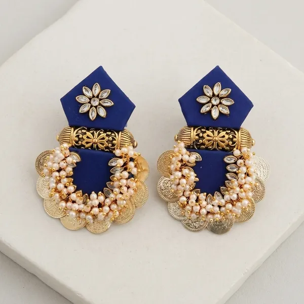 Navy_Blue_Fabric_Kundan_Pearl_Chandelier_Stud_Earrings_For_Women