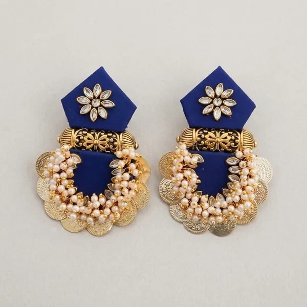 Navy_Blue_Fabric_Kundan_Pearl_Chandelier_Stud_Earrings_For_Women