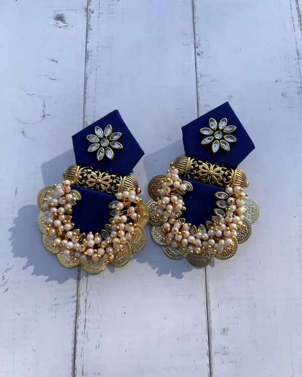 Navy_Blue_Fabric_Kundan_Pearl_Chandelier_Stud_Earrings_For_Women